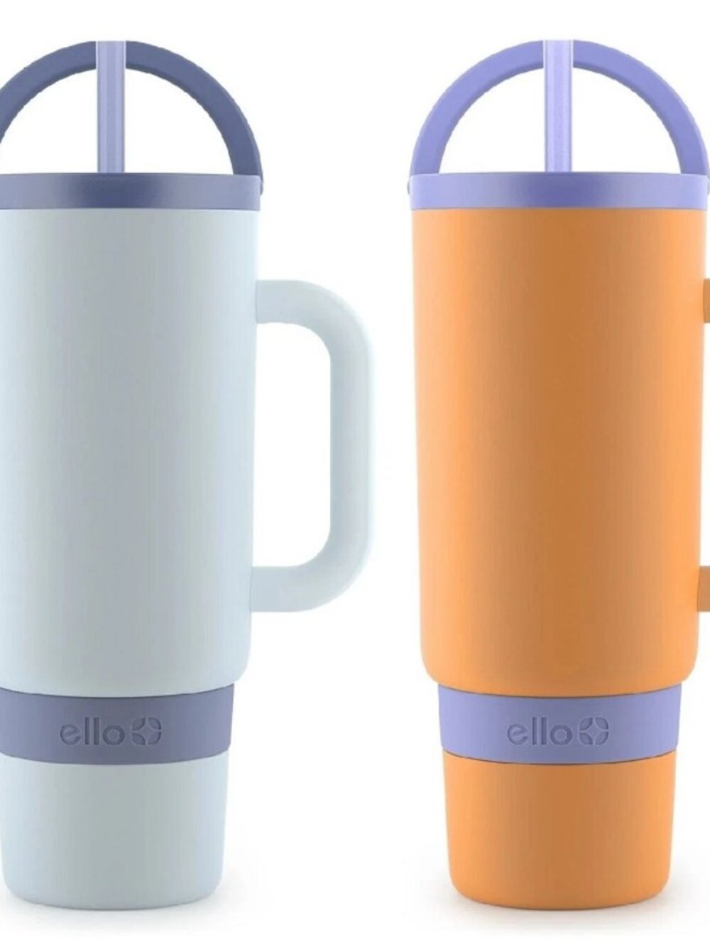 Ello Port 40-oz. Stainless Steel Tumbler with Handle, 2 Pk Light Wash and Orange